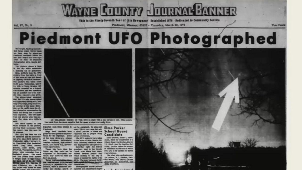 Newspaper article from 1973 discusses UFO sighting in Piedmont, Mo. (Courtesy: Missouri Historical Society)