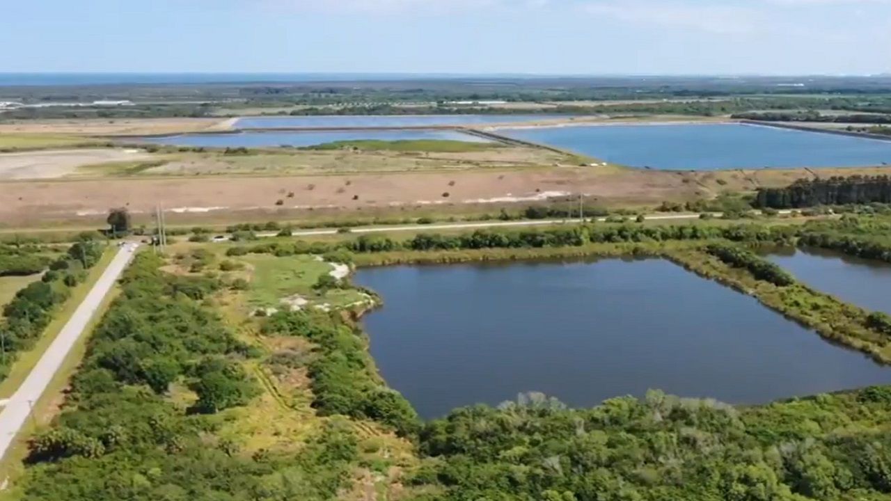 Piney Point reservoir in Manatee County that holds the byproduct of fertilizer production (Spectrum News)