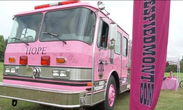 Pink Fire Trucks Help Cancer Survivors