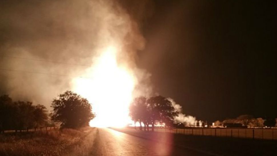 Pipeline explodes in Burleson County. (Courtesy: Burleson County Sheriff's Office Facebook)