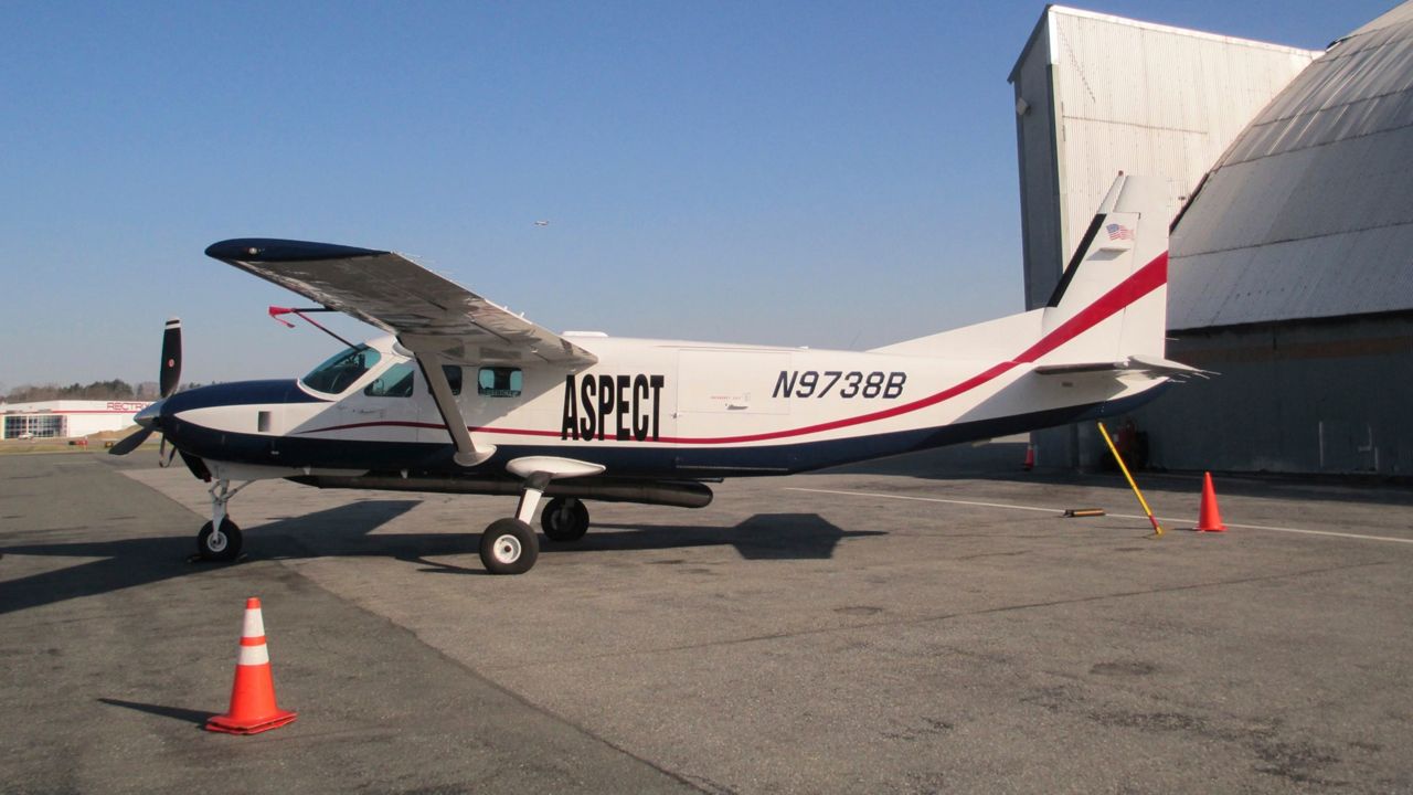 This undated photo provided by Robert Kroutil in May 2024, shows the modified Cessna cargo plane that the EPA uses to help evaluate chemical disasters and fires, in Boston.