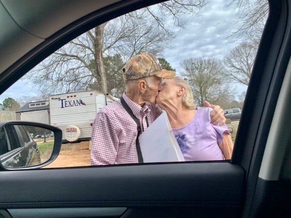Robert Polodna is reunited with his wife in Smith County, Texas, after spending six days in jail for not being able to afford $500 bond. (Source: Dalila Reynoso)