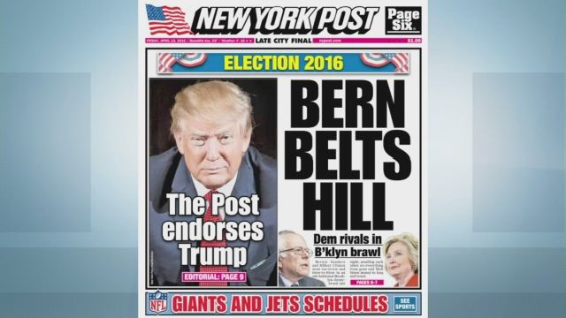 New York Post, In Trump Endorsement, Says Candidate Carrying 'Vital ...