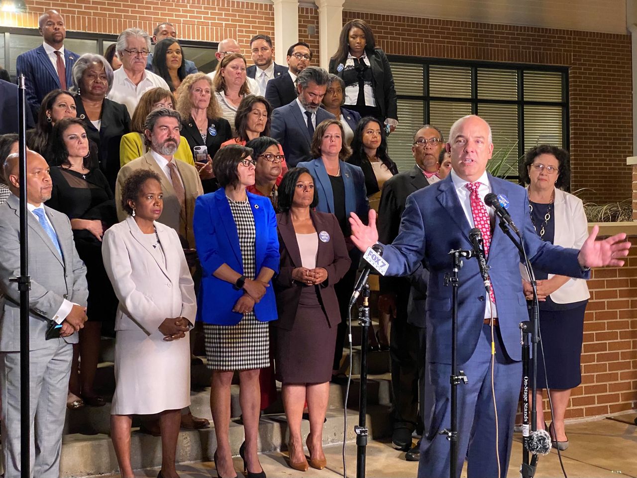 Texas state Rep. Chris Turner, D-Dallas, speaks during a press conference at Mt. Zion Baptist Church in Austin, Texas. The conference occurred after Democrats exited the House chamber to block voting on a controversial election bill. (Spectrum News 1/Reena Diamante)