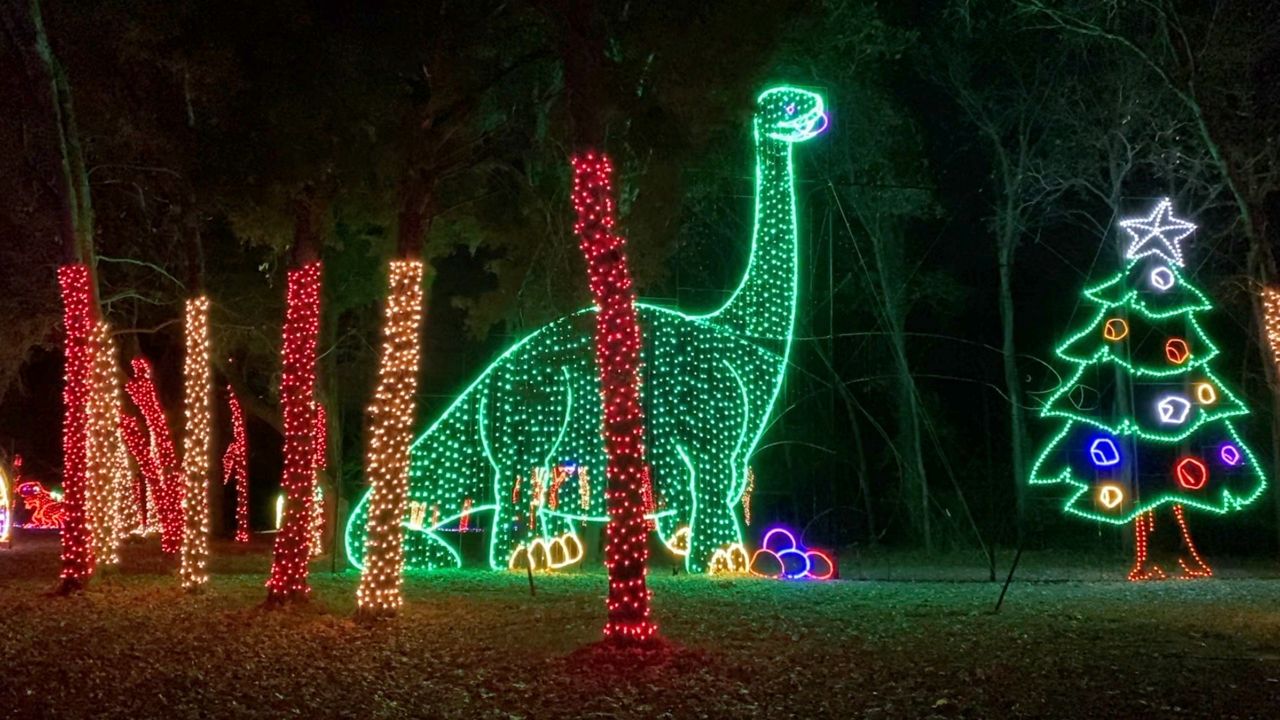 New this year to Prairie Lights is a 30-foot-tall brontosaurus. (Courtesy: City of Grand Prairie)