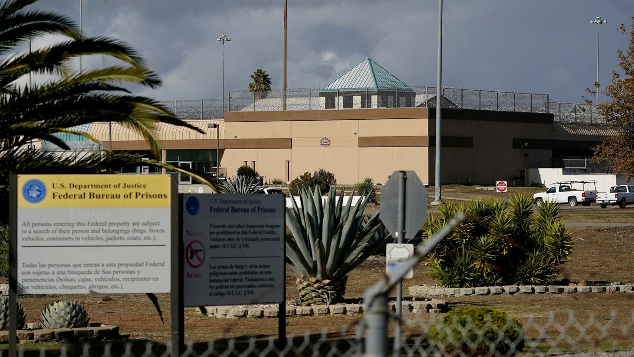 The Federal Correctional Institution stands in Dublin, Calif. on Dec. 5, 2022. (AP Photo/Jeff Chiu)