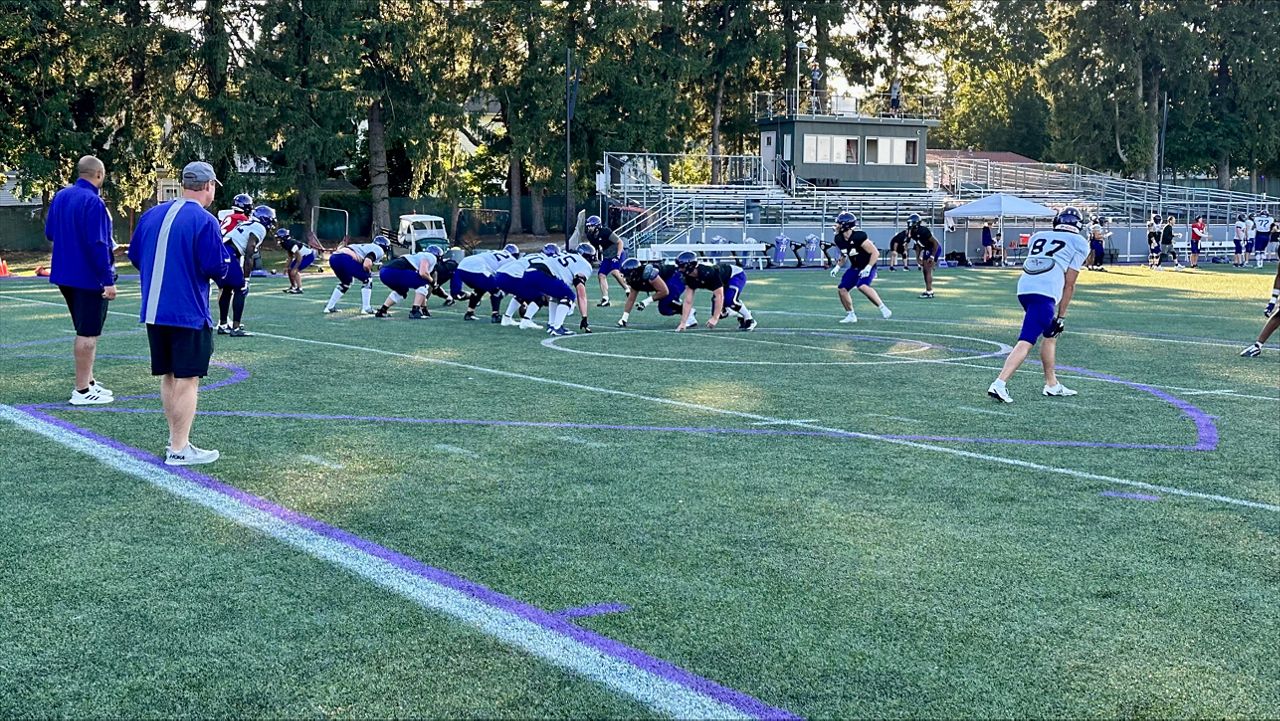 The Holy Cross Football team preparing for UNH (Spectrum News1/Kevin Shea)