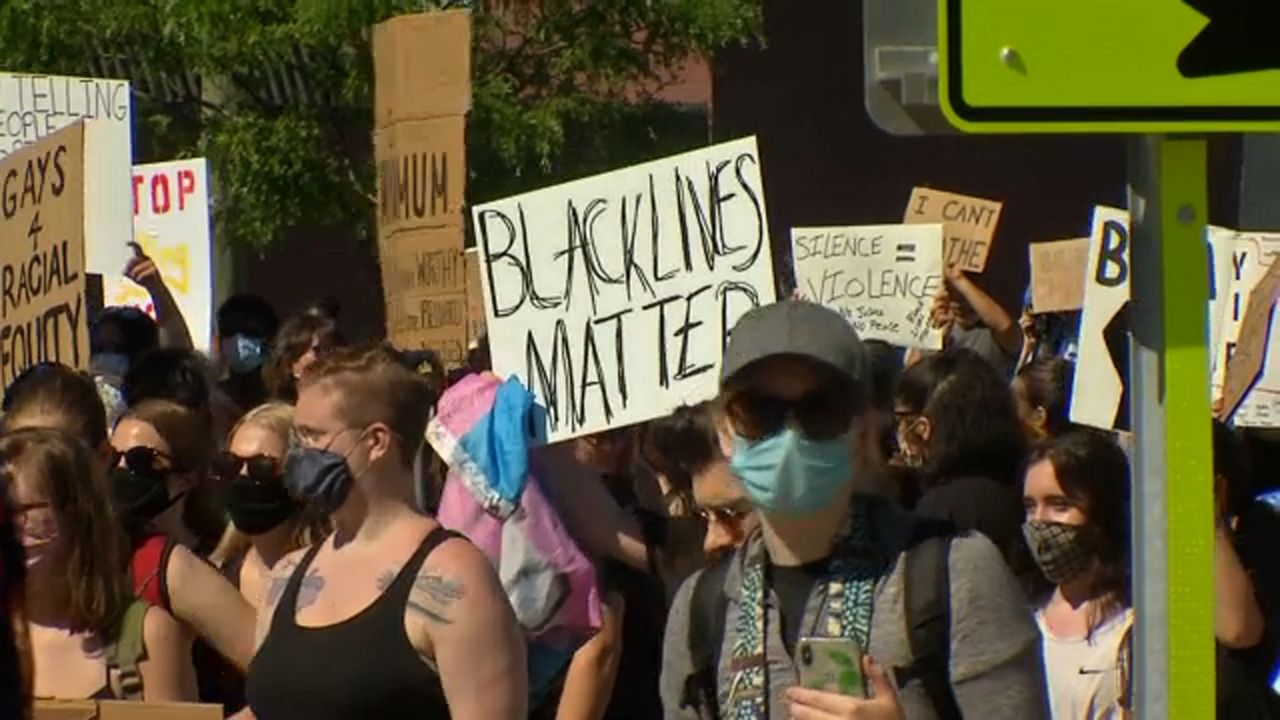 BLM Protesters Demonstrate In Front Of PSB