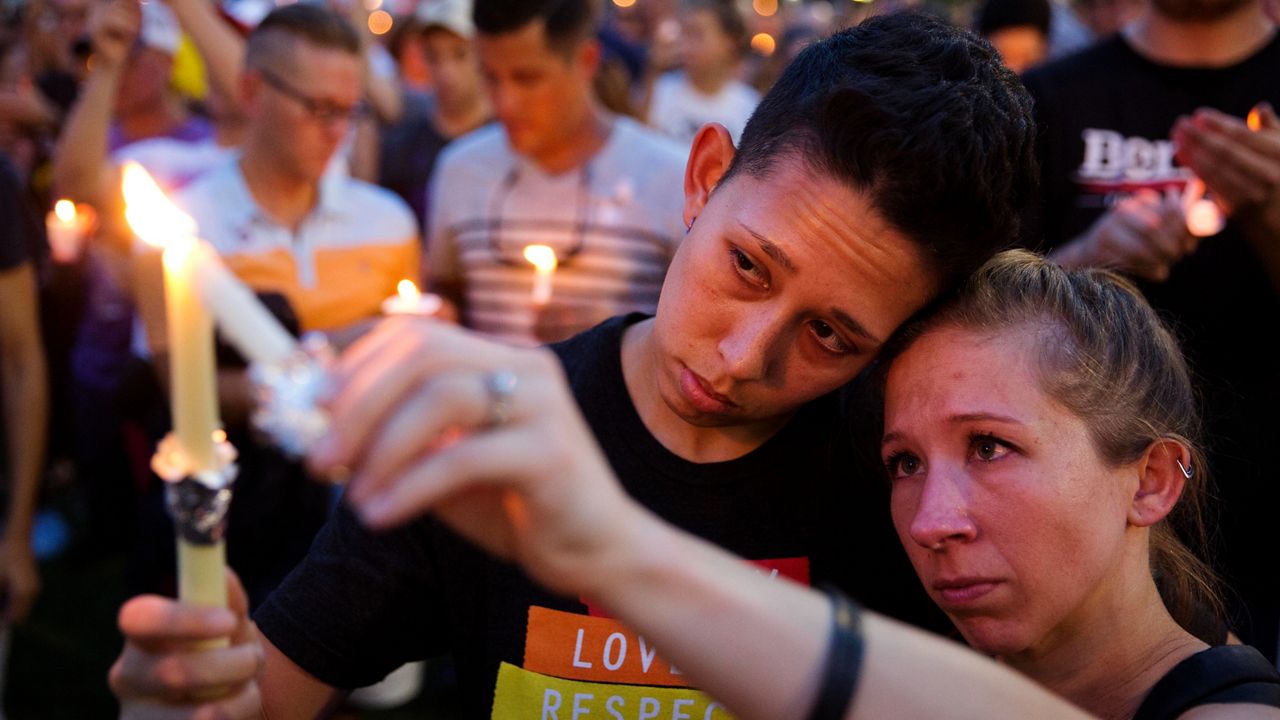 Candles honor the victims at a vigil in downtown Orlando one day after the June 12, 2016 shooting. (David Goldman/AP)
