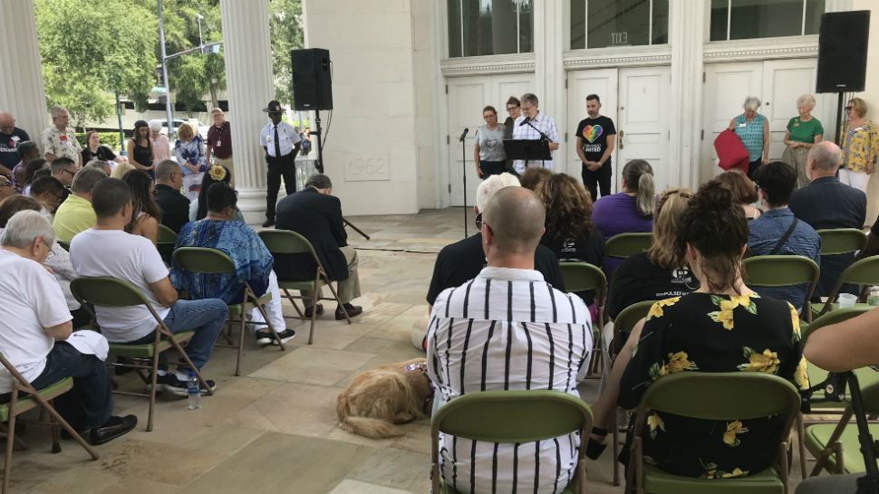 Victim's names were read before the ringing of each bell at the Ringing of the Bells. (Jesse Canales/Spectrum News 13)
