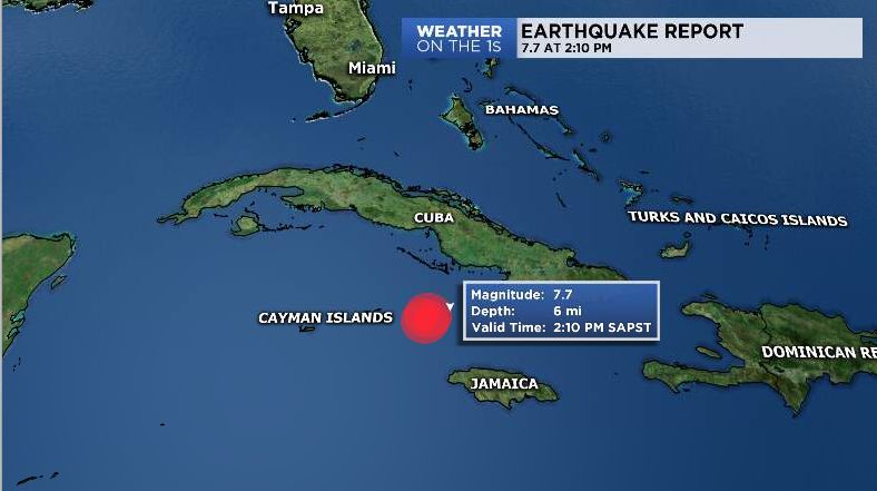 Powerful magnitude 7.7 earthquake has struck south of Cuba