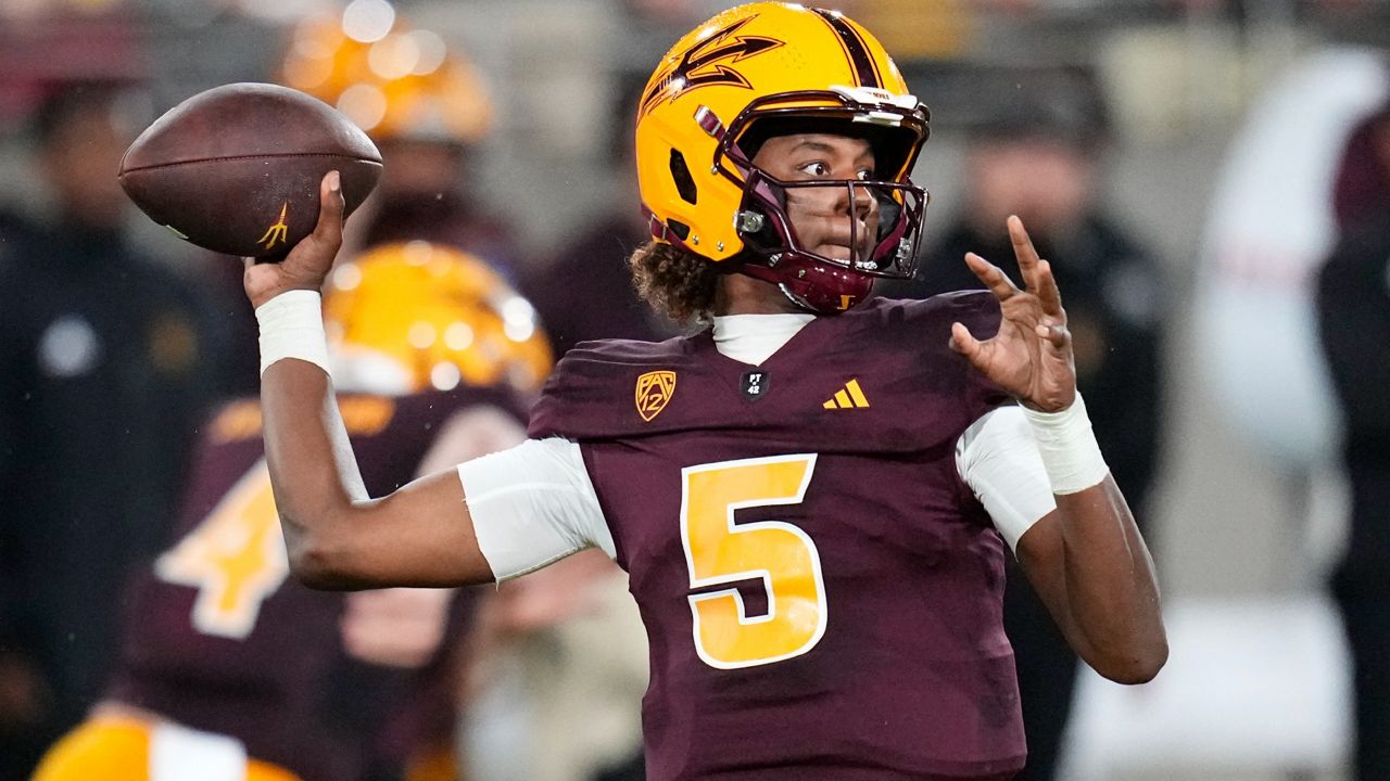 Quarterback Jaden Rashada played at Arizona State last season after a name, image and likeness deal with Florida fell through. (AP Photo/Ross D. Franklin)