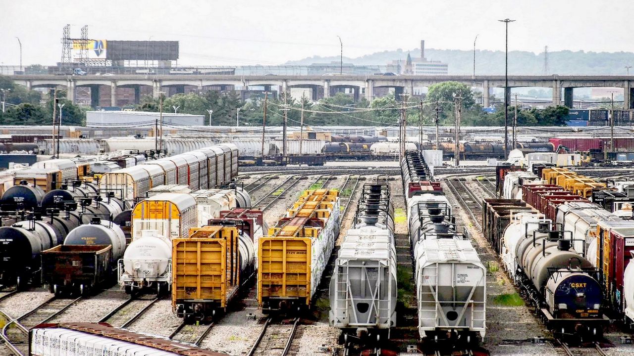 A railroad yard on the west side of Cincinnati. (Casey Weldon/Spectrum News 1)