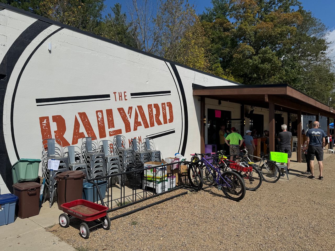 The RailYard in Black Mountain has transformed into a place where Helene victims can get donated supplies and food. (Spectrum News 1/Justin Quesinberry)