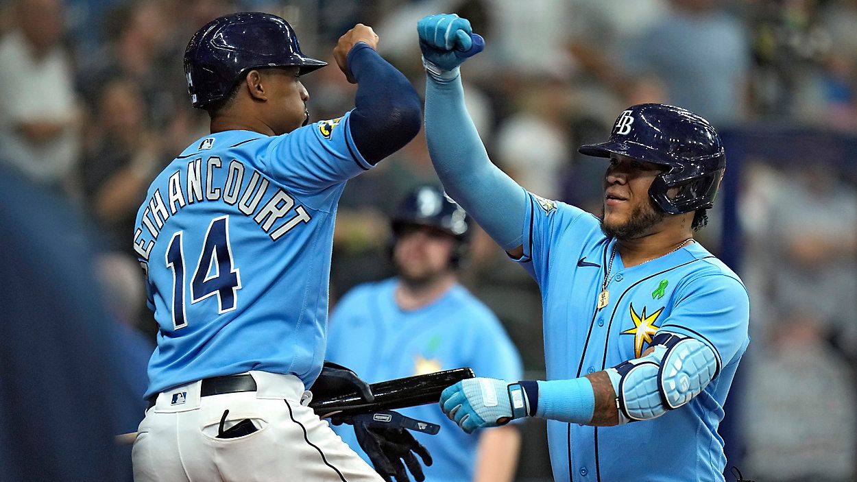 Tampa Bay Rays Christian Bethancourt flies out in the fourth