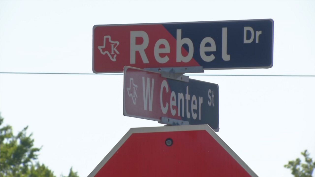 Rebel Drive street sign in Kyle, Texas. (Spectrum News)