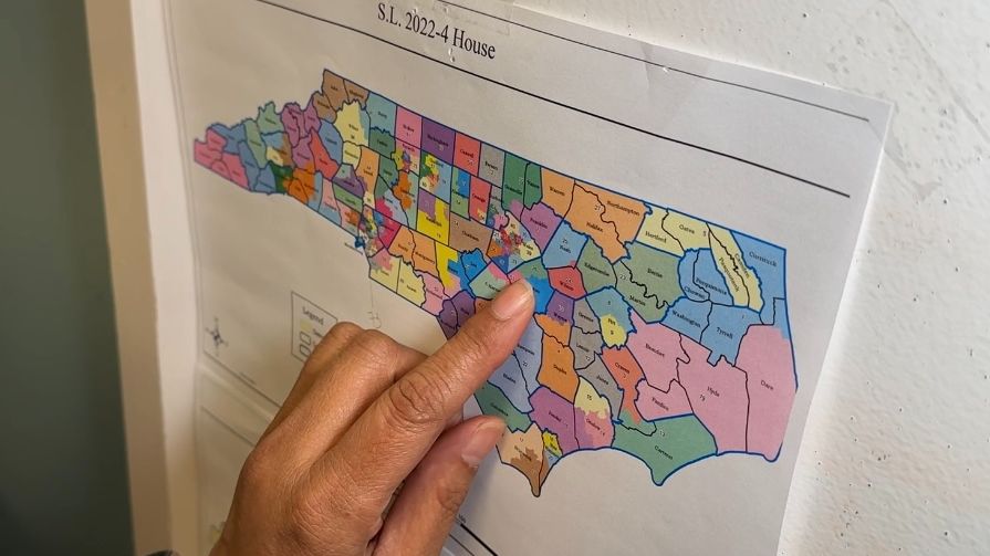 Shruti Parikh, head of education and political engagement for North Carolina Asian Americans Together, says her state House and Senate representation has changed because of redistricting. (Spectrum News 1/Mary Helen Jones)