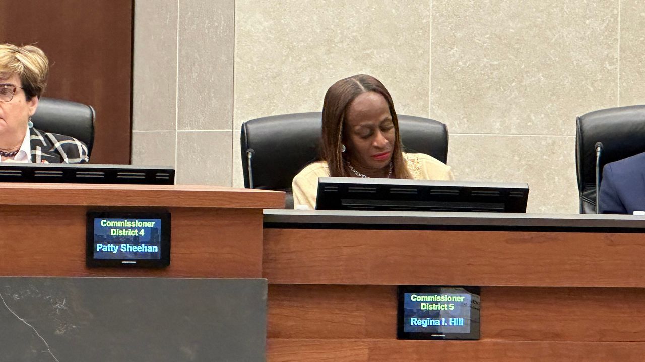 Now-suspended Orlando city commissioner Regina Hill attends a work session Monday morning. (Spectrum News/Curtis McCloud)