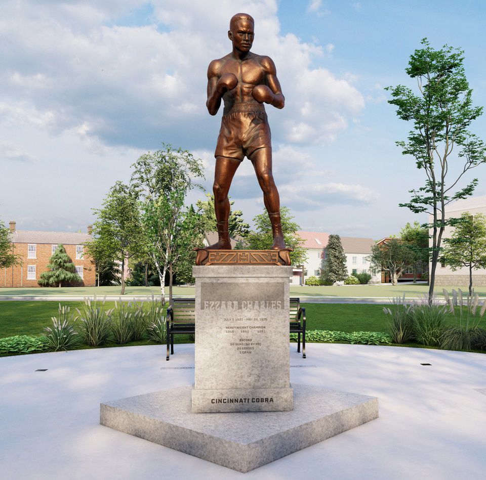 An artistic rendering of a statue of former heavyweight champion Ezzard Charles. The sculpture will be on display at a park in Cincinnati's West End, where Charles lived during the prime of his boxing career. (Photo courtesy of Cincinnati Parks)