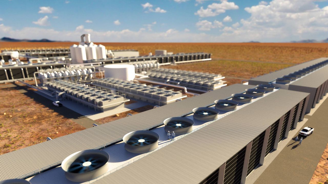 A rendering of the direct air capture plant currently being developed by Carbon Engineering and 1PointFive in west Texas (Photo courtesy of Carbon Engineering)