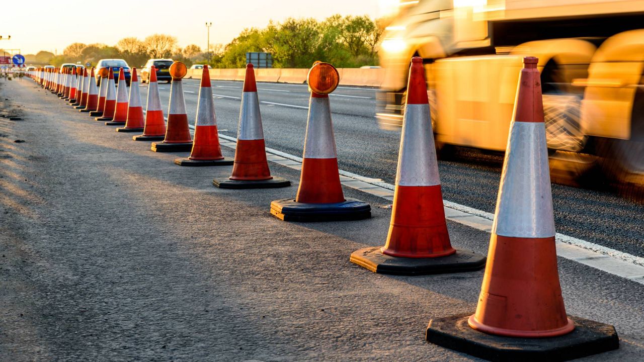 road work infrastructure cones