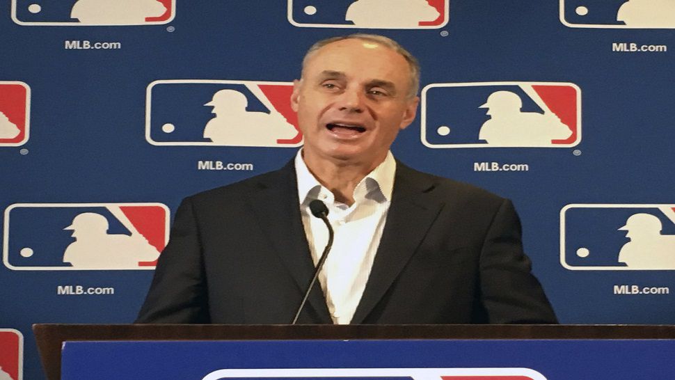 Baseball Commissioner Rob Manfred spoke at the quarterly owner meetings in Orlando on Friday.