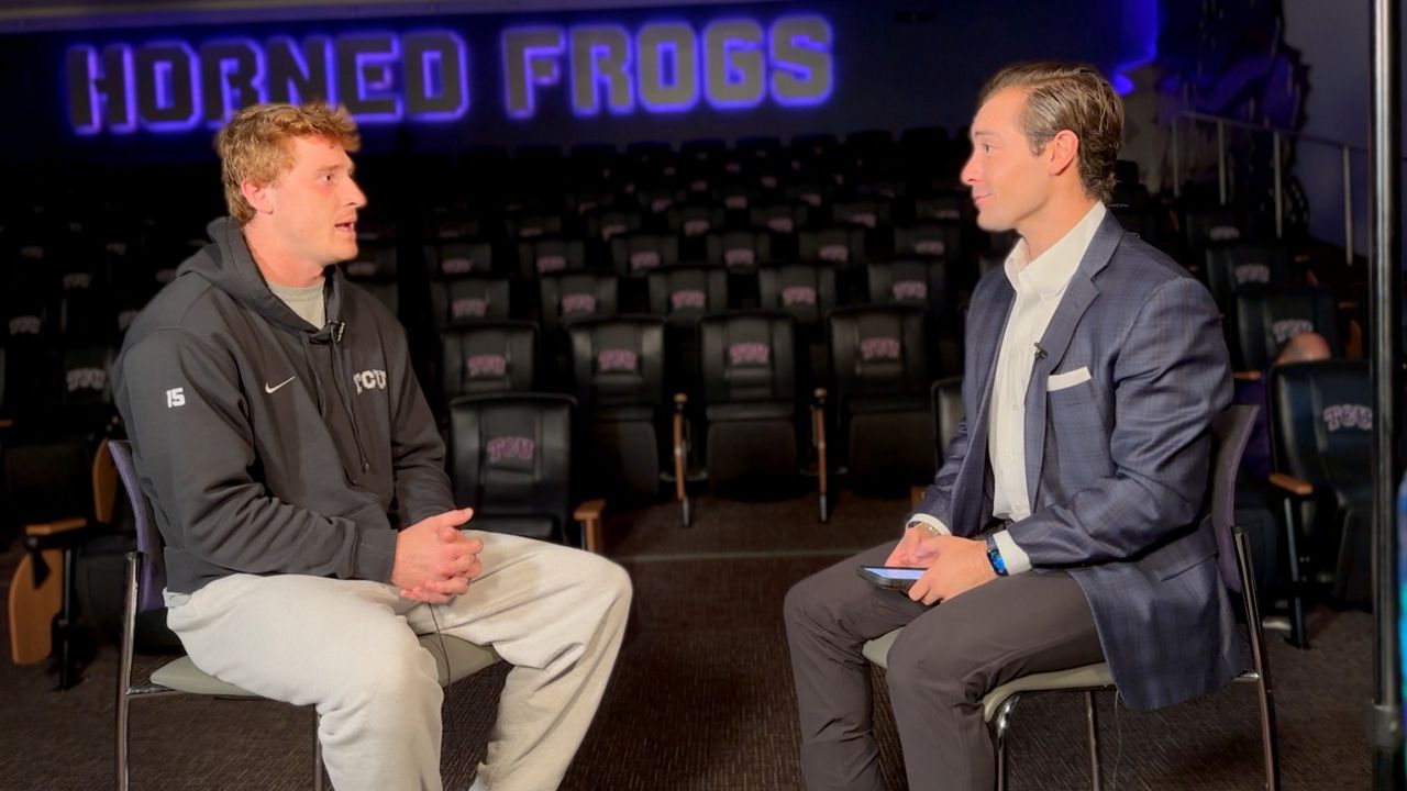 Spectrum News 1's Robbie Fuelling sits down with TCU starting quarterback Max Duggan to find out more about his football journey and how the Horned Frogs can sustain their success. (Spectrum News 1/Robbie Fuelling)