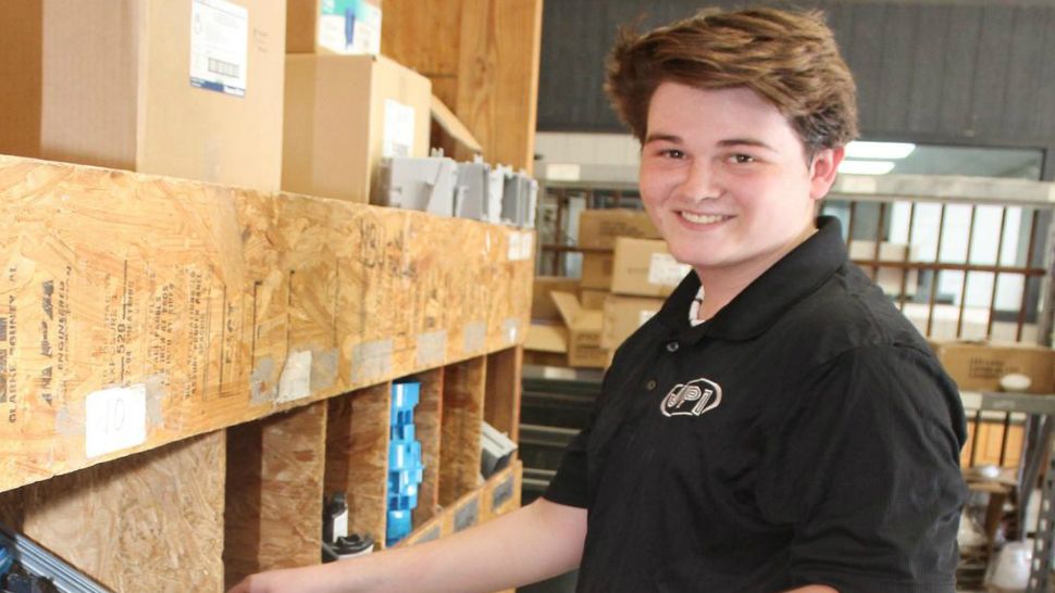As part of a construction pilot program, Canyon High Senior Jayce Robbins has been interning with JPI Electric in Schertz since October. He hopes to continue to work for the company when he graduates. (Source: Comal ISD)