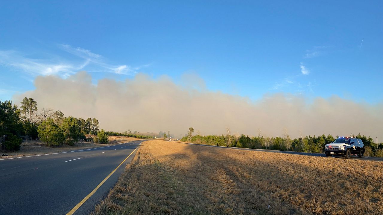 A view of the Rolling Pines Fire in Bastrop, Texas. 