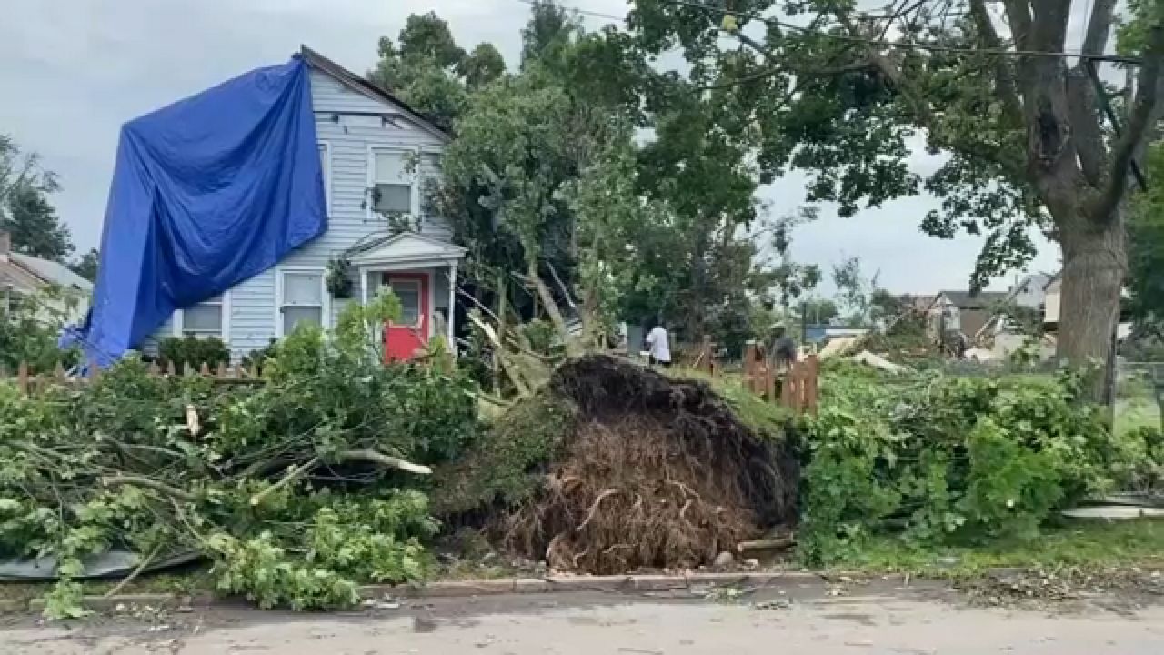 Damage following a tornado in Rome, New York (Spectrum News 1)