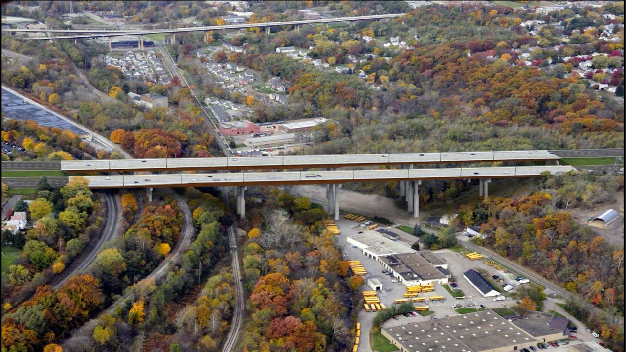 The project to replace the 70-year-old Route 8 bridge in Akron will comprise two new side-by-side bridges with four lanes running each way. 