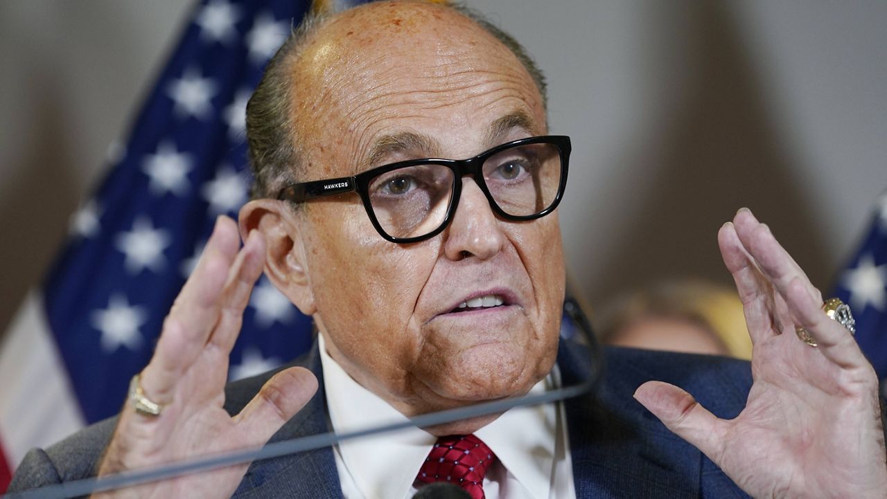 In this Nov. 19, 2020, file photo, former New York Mayor Rudy Giuliani speaks during a news conference at the Republican National Committee headquarters in Washington. (AP Photo/Jacquelyn Martin, File)