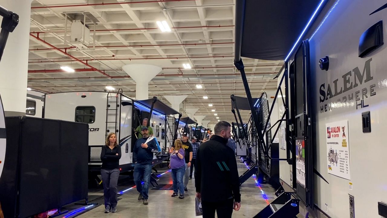 Some of the vehicles at the RV Supershow. (Spectrum News 1/Katie Priefer)
