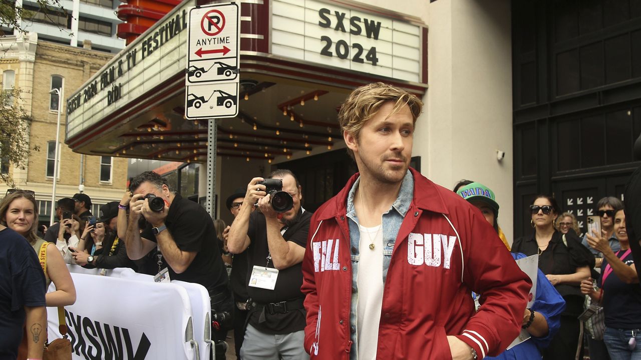 Ryan Gosling arrives for the world premiere of "The Fall Guy" at the Paramount Theatre during the South by Southwest Film Festival on Tuesday, March 12, 2024, in Austin, Texas. (Photo by Jack Plunkett/Invision/AP)