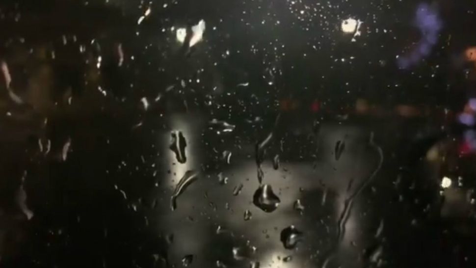 Raindrops accumulate on a window in San Antonio in this image from May 3, 2019. (Sarah Duran/Spectrum News)