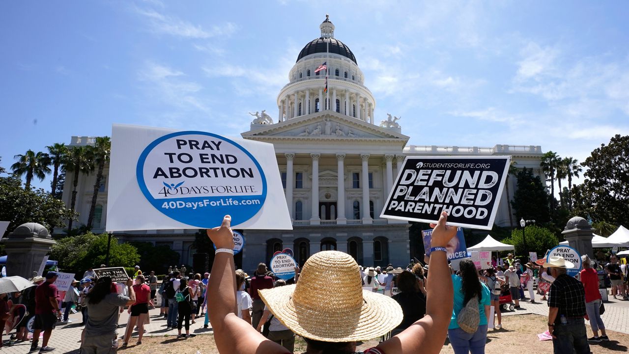 More than 300 anti-abortion supporters rallied at the Capitol during the California March for Life rally held in Sacramento, Calif., on June 22, 2022. (AP Photo/Rich Pedroncelli)
