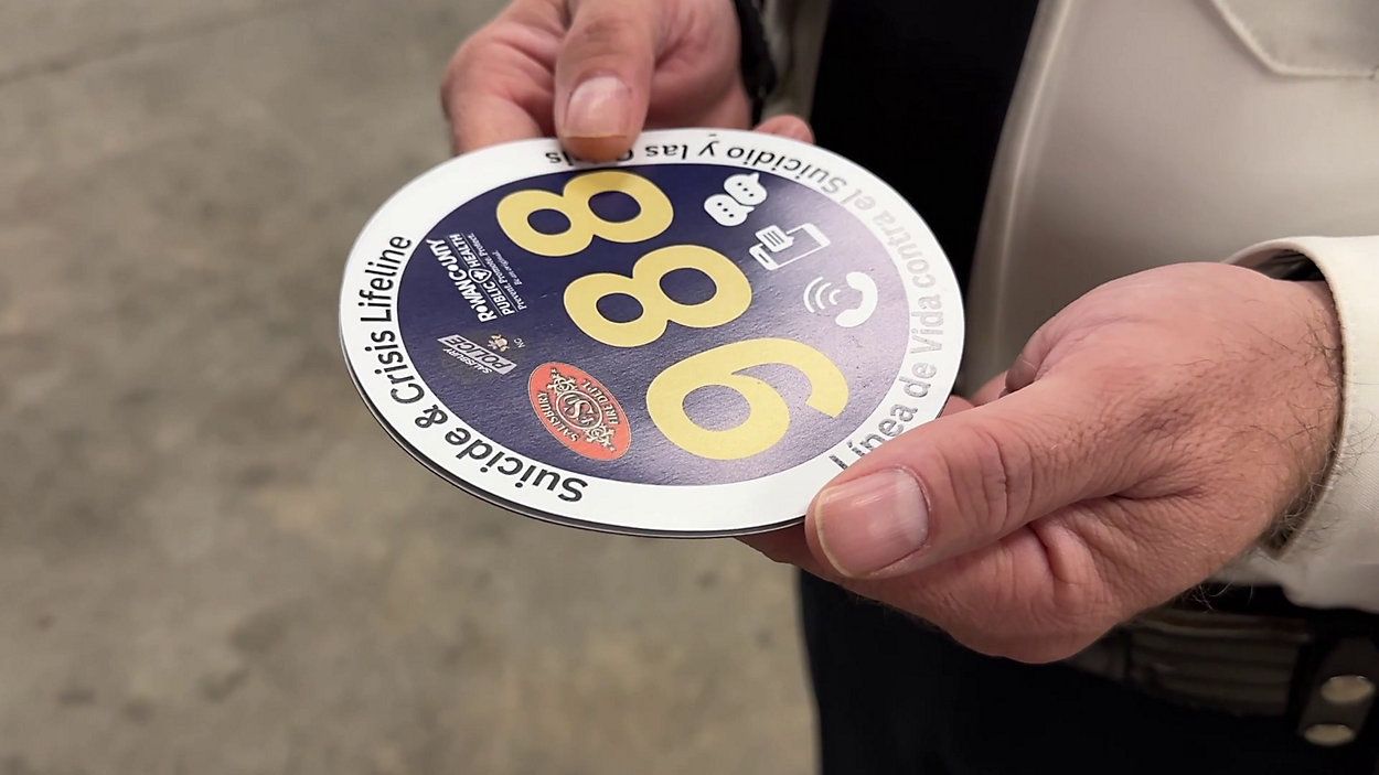 Salisbury Police Chief Patrick Smith honors his son with 988 stickers. (Spectrum News 1)