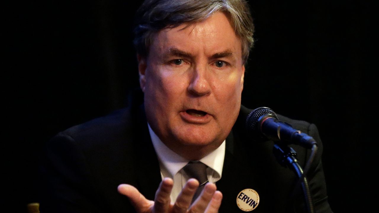 Judge Sam J. Ervin IV makes a statement during the N.C. Supreme Court Candidate Forum in Raleigh, N.C., Wednesday, Sept. 17, 2014. Upcoming primaries for state supreme court seats in North Carolina and Arkansas are putting the spotlight on how such races across the U.S. have grown in importance and partisanship in recent years. In North Carolina, Republicans are targeting Democratic Supreme Court Justice Ervin IV, whose grandfather presided over the Watergate hearings in the U.S. Senate. (AP File Photo/Gerry Broome, File)