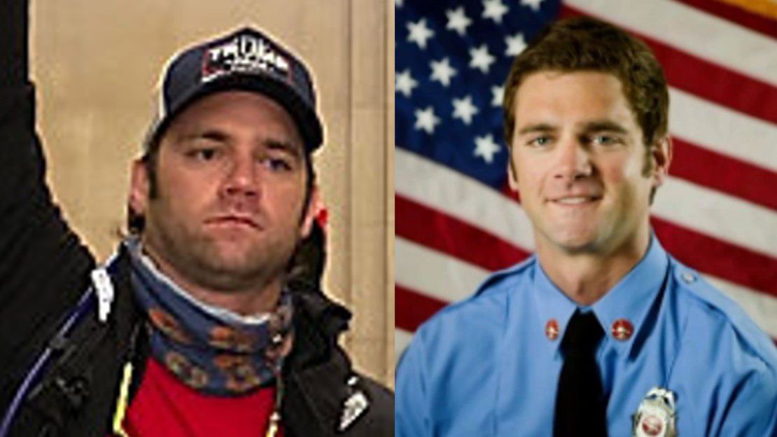 Charges against Sanford firefighter Andrew James Williams in connection with the U.S. Capitol riot on Jan. 6 have been reduced to 1 misdemeanor.  (Left photo provided by viewer, right is official portrait)