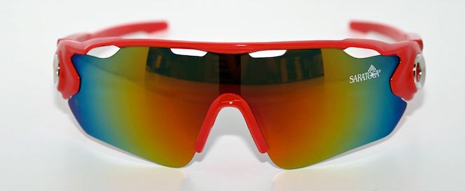 a pair of saratoga-branded, very macho man randy savage-looking sunglasses, yeah