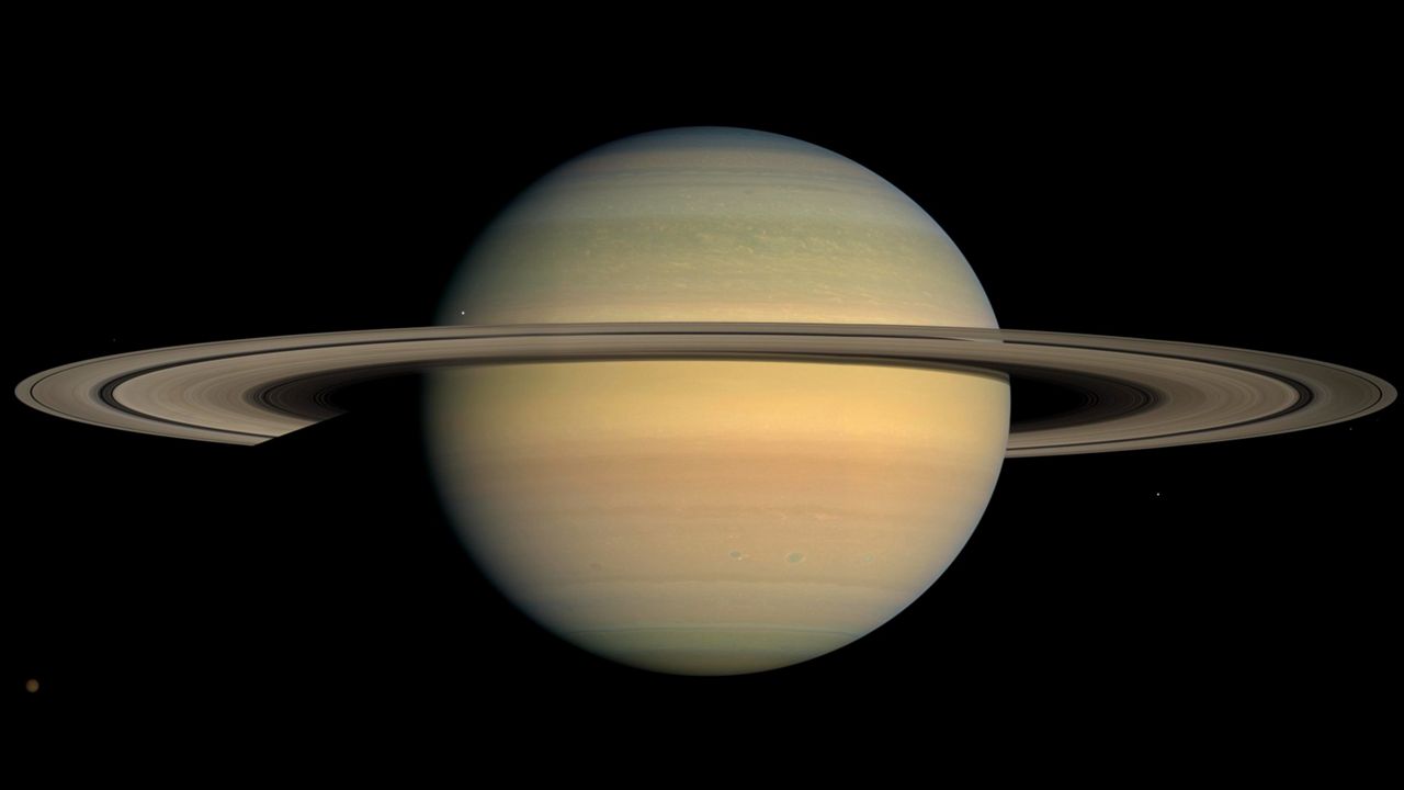This July 23, 2008, file image made available by NASA shows the planet Saturn, as seen from the Cassini spacecraft. (NASA/JPL/Space Science Institute via AP, File)
