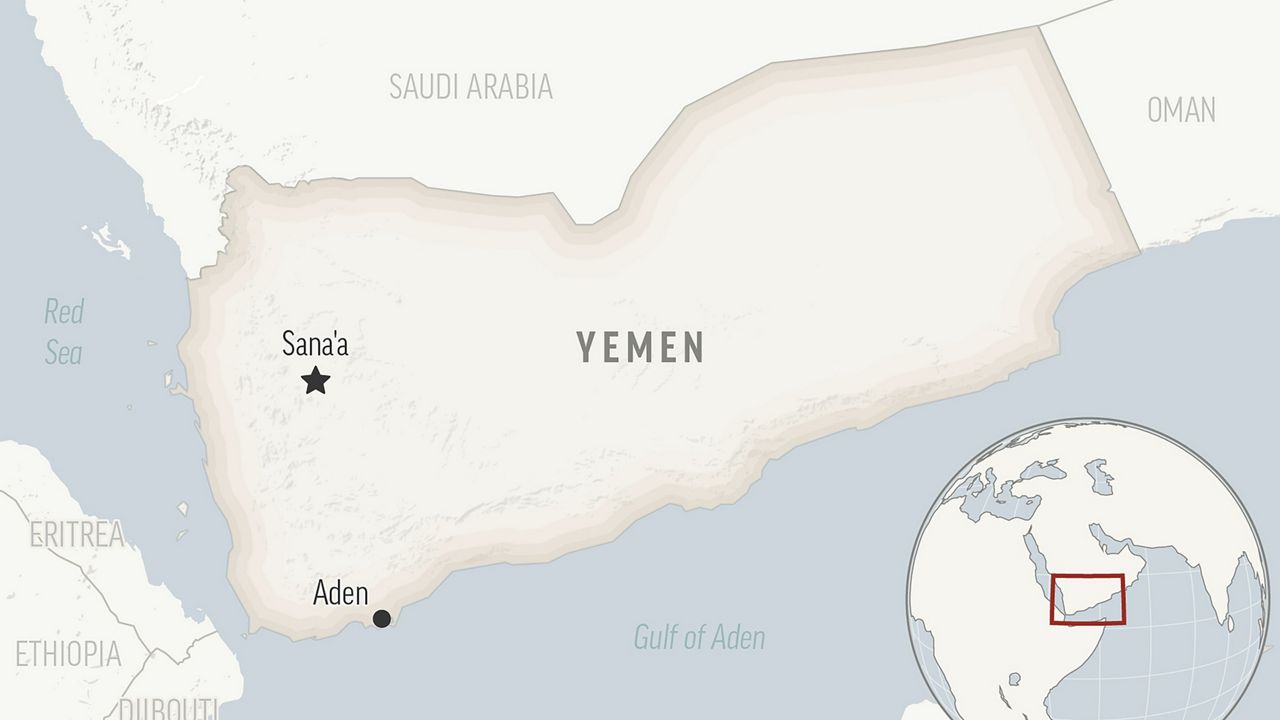 A locator map showing Ethiopia, Yemen and Saudi Arabia (AP Photo)