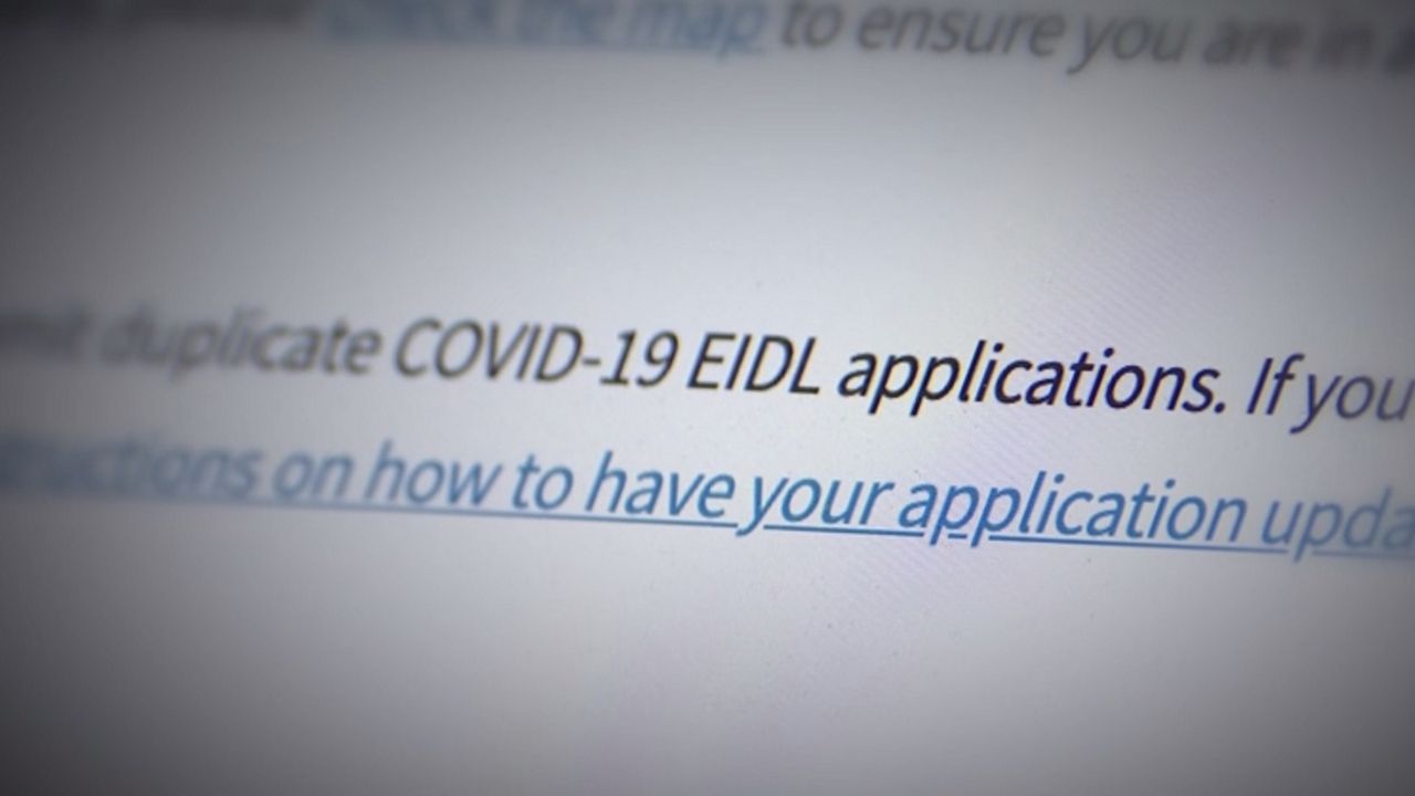 A picture of a link to EIDL loan applications on its website.