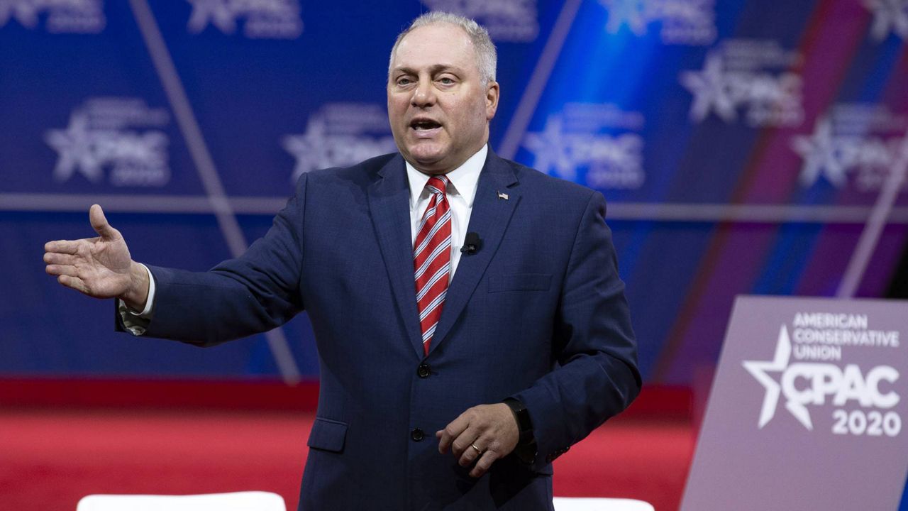 Rep. Steve Scalise, R-La., speaks during the Conservative Political Action Conference, CPAC 2020, at the National Harbor, in Oxon Hill, Md., Thursday, Feb. 27, 2020. (AP Photo/Jose Luis Magana)