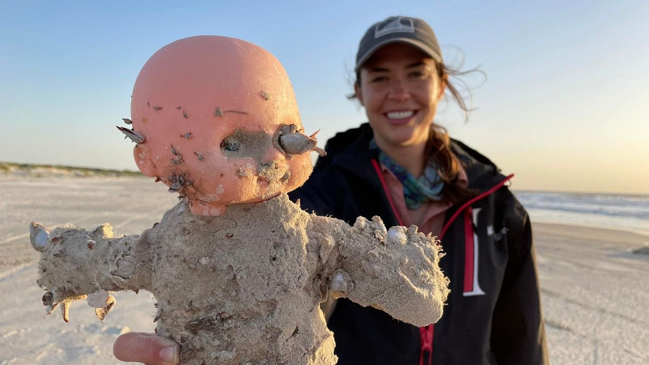 Researchers with the Mission-Aransas National Estuarine Research Reserve regularly find creepy dolls along a 40-mile stretch of Texas beach. (Source: the Mission-Aransas National Estuarine Research Reserve/Facebook)
