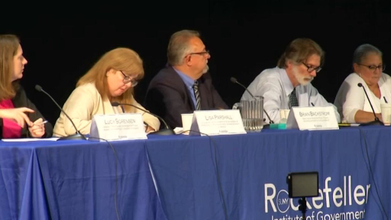 The Rockefeller Institute of Government held its final of five public hearings to study New York's Foundation Aid formula, or school state aid, at Guilderland High School in Albany on Wednesday. Kate Lisa/Spectrum News 1 photo