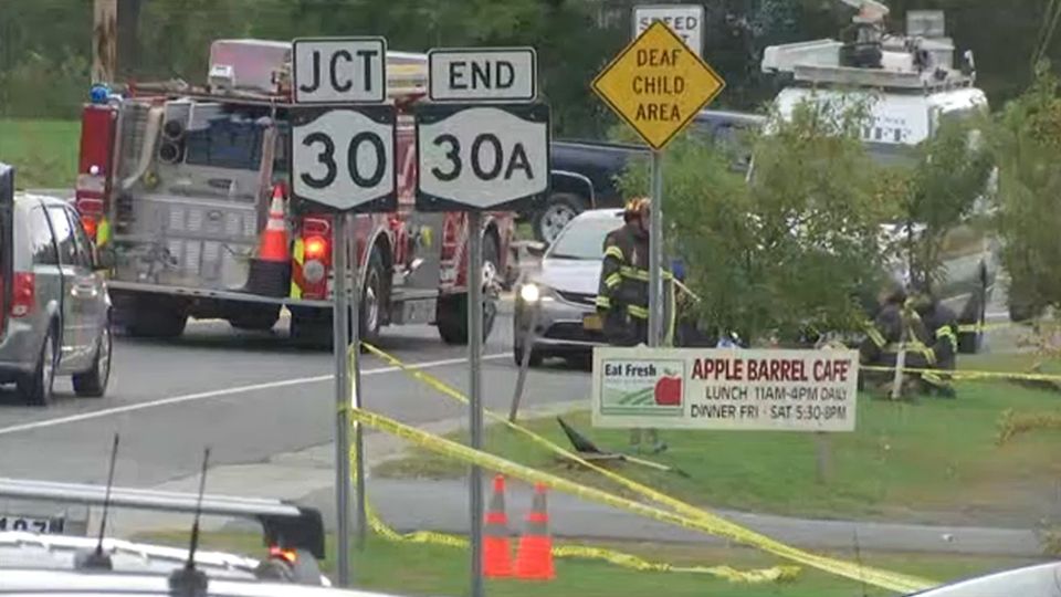 Police block off the crash scene.