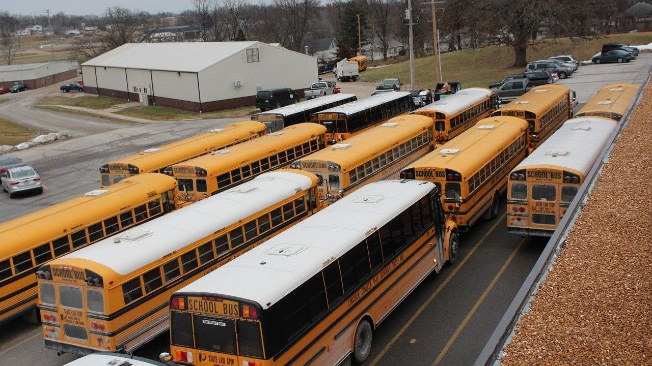 A school bus station. 