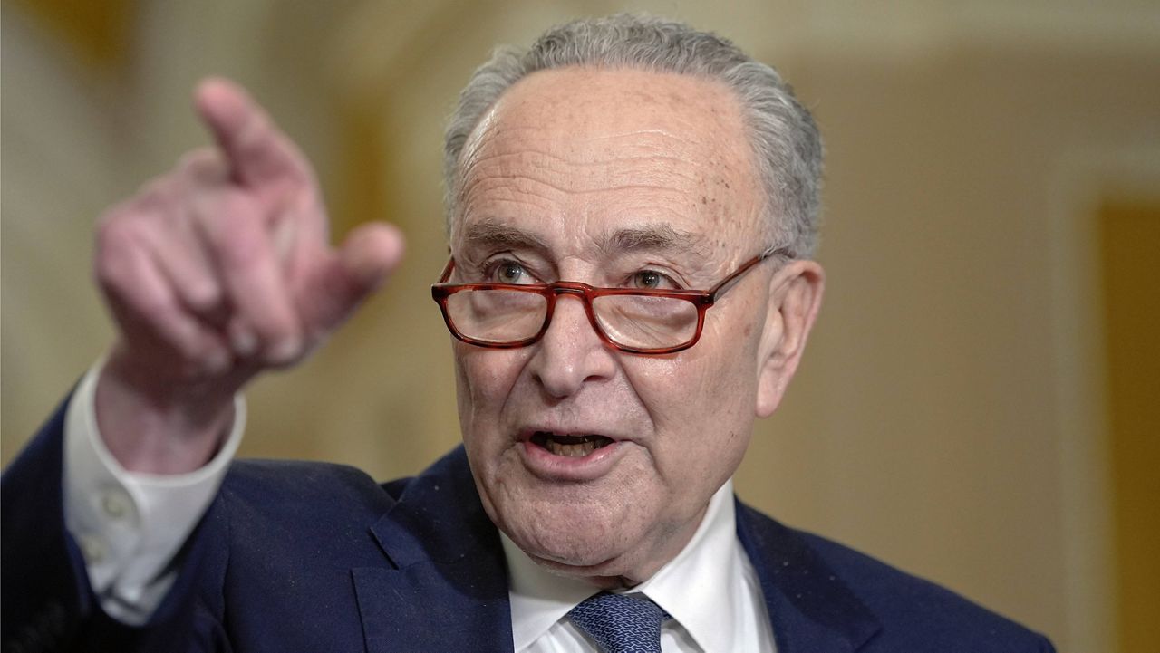 Sen. Majority Leader Chuck Schumer, D-N.Y., talks after a policy luncheon on Capitol Hill Tuesday, Dec. 3, 2024, in Washington. (AP Photo/Mariam Zuhaib, File)