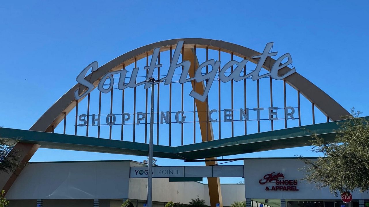 The iconic Southgate Shopping Center sign, as featured in "Edward Scissorhands." (Image by Scott Harrell)